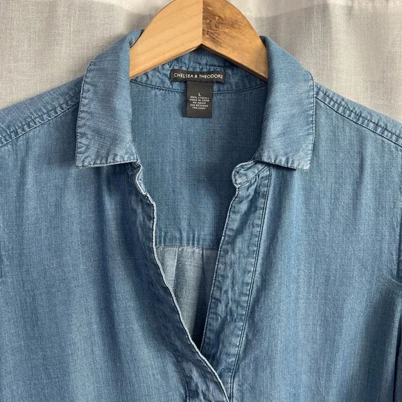 Chelsea & Theodore Chambray Shirt Dress - Picture 2 of 7